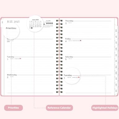 Planner 2025-2026 for Women & Men, Weekly and Monthly Calendar Notebook (July 2025 - June 2026), Hardcover Spiral Bound School Teacher Student Planner with Tabs, Inner Pocket, A5 (6.3" x 8.5") - Image 3