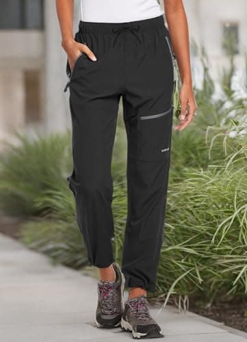 baleaf Women's Hiking Pants Quick Dry Water Resistant Lightweight Joggers Pant for All Seasons Elastic Waist Black Size S - Image 8