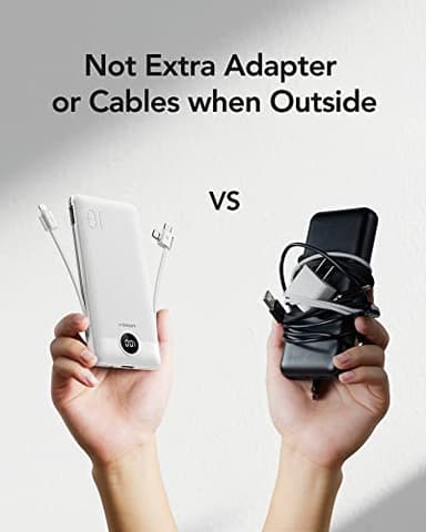 VEGER Portable Charger with Built-in AC Plug and Cables, All in One 10000mAh Ultra Slim Power Bank Travel Essentials, 15W Fast Charging Battery Pack Compatible with iPhone, Samsung, Android (White) - Image 7