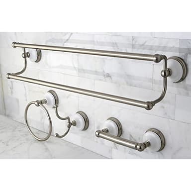 Kingston Brass BAK1113478SN Victorian 4-Pieces Dual Towel-Bar Bathroom Hardware Set, Brushed Nickel - Image 2