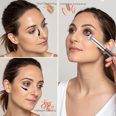 ENERGY Concealer Brush Under Eye Mini Angled Flat Top Kabuki Nose Contour Brush for Concealing Blending Setting Buffing with Powder Liquid Cream Cosmetic Pro Small Makeup Foundation brushes 270 - Image 6