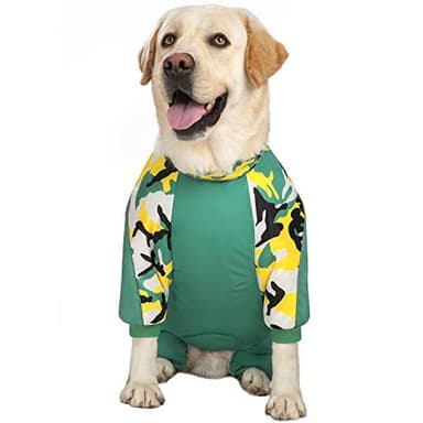 Miaododo Waterproof Dog Coat for Large Dogs - Fleece Lining Warf Dog Jacket, Medium Dog Jumpsuit Apparel, Full Belly Covered, Green Camo - Image 1
