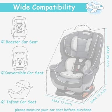 YOREPEK Padded Car Seat Travel Bag for Air Travel, Carseat Cover Backpack with Shoulder Straps, Large Carseat Gate Check Bag, Baby Travel Essential(Light Cyan) - Image 3