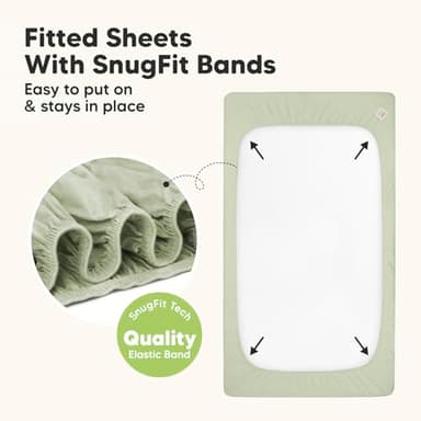 2-Pack Waterproof Baby Crib Sheets for Boys, Girls - 52x28 Viscose Derived from Bamboo Toddler Bed Sheet Neutral, Fitted Crib Mattress Protector Cover for Baby Bedding, Soft & Gentle (Avocado) - Image 6