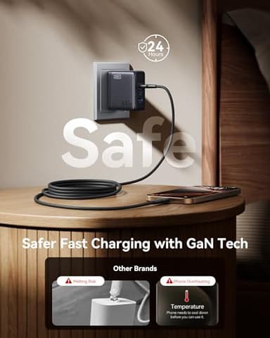 INIU USB C Charger Block, 100W 3-Port PD Fast Charging, Compact Foldable MacBook Charger with USB C Cable, GaN Tech Power Adapter for MacBook Air Pro, iPad, iPhone 17 16 Pro Max, Samsung S25 S24 etc - Image 6