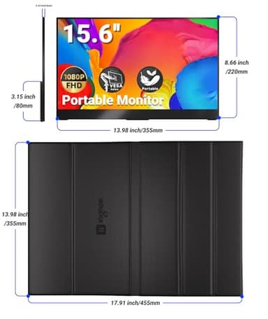 Ingnok Portable Monitor, 15.6inch FHD 1080P Travel Monitor, Ultra-Thin, USB-C Plug&Play, Built-in Speakers, Portable Screen for Laptop, Mac, Switch/PS5, Travel&Office Assistant - Image 8