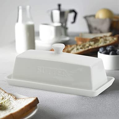 Ceramic Butter Dish with Lid - SGAOFIEE Porcelain Butter Dish with Lid and Knife for Countertop, Perfect for 1 Stick of East Coast Butter - Image 7