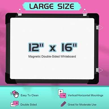 Polegas Dry Erase Whiteboard Calendar, Magnetic White Board Dry Erase Calendar, 16" X 12" Monthly Calendar Whiteboard for Wall, Small Double Side Board to Do List for Home, School, Office (Black) - Image 8
