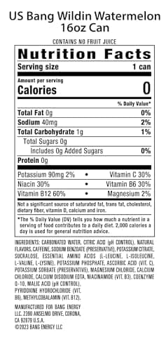 Bang Energy Wyldin’ Watermelon, Sugar-Free Energy Drink, 16-Ounce (Pack of 12) - Image 2