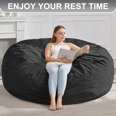 Hobestluk 5FT Bean Bag Chair Giant Bean Bag Chairs for Adults Large Bean Chairs with Removable Cover, Beanbag Chair with Filler, Adult Bean Bag Chairs for Living Room, Bedroom - Image 7