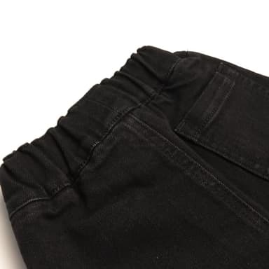KIDSCOOL SPACE Kids' Denim Shorts,Ribbed Elastic Waist with String Summer Jeans Half Cargo Jeans, Black,11-12 Years - Image 4