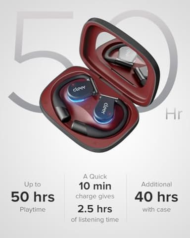 Cleer ARC 3 Open Ear Headphones - Dolby Audio, Snapdragon Sound True Wireless Earbuds, 50Hr Battery, Bluetooth 5.4, IPX 7, Multi-Point, Smart Controls, Wireless Charging Smart Case, Comfort Fit, Black - Image 5