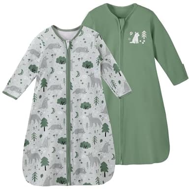 Yoofoss Baby Sleep Sack 0-6 Months Long Sleeve Wearable Blanket Baby 100% Organic Cotton 2-Way Zipper 0.5 Tog Newborn Sleeping Sack, Lightweight(Small) - Image 1