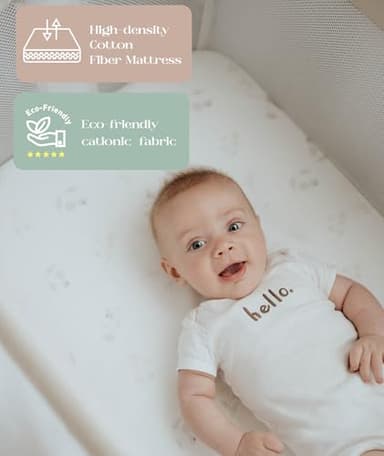 Fodoss Baby Bassinets Bedside Sleeper - All Mesh Bedside Bassinet with Wheels, 7 Height Adjustable Baby Bassinet for Infants, Beige - Image 5