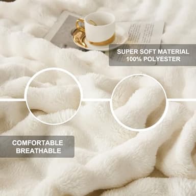 PU MEI Fleece Blanket - Throw Blanket for Bed 80"*90" White, Luxury Bubble Fluffy Blanket Plush Queen Blanket, Throw Blanket for Couch, Cozy Soft Warm Fuzzy Blanket Large Blanket for All Season Use - Image 6
