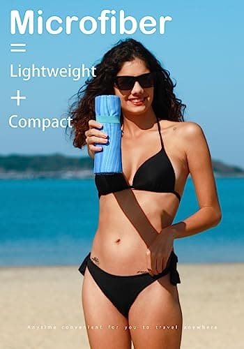 Microfiber Lightweight Beach Towel Sand Free Quick Dry Absorbent Thin Compact Towels for Swimming Pool Camping Beach Accessories Large Easy Pack Travel Things for Vacation Essentials Gift Adult - Image 3