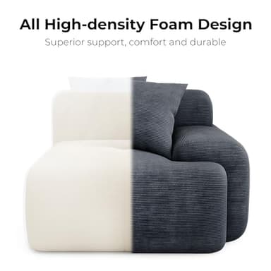 LIKIMIO 118" Modern L-Shaped Modular Sectional Sofa for Living Room, Corduroy Upholstery Charcoal Blue, Oversized 3-Seater Couch with Deep Seat and Movable Ottoman – No Assembly - Image 3