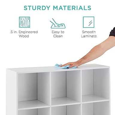 Best Choice Products 9-Cube Storage Organizer, 11in Shelf Opening, Bookcase, Display Shelf, Customizable w/ 3 Removable Back Panels - White - Image 7