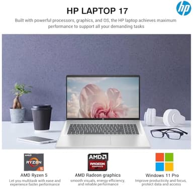HP 2025 17 Inch Laptop Computer, 17.3 IPS FHD Business Laptop PC, AMD Ryzen 5 6-Core, 64GB RAM 2.5TB Storage (2TB SSD+512GB Docking Set), Windows 11 Pro Lifetime Office, 10-Key Number Pad - Image 3