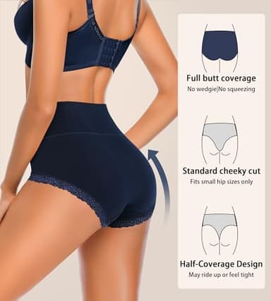 OPIBOO Women's Cotton Underwear,Ladies Soft Stretch Tummy Control Comfy No Muffin Panties Boyshorts - Image 4