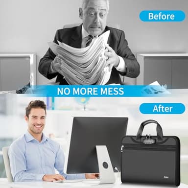 Andyer Accordion File Organizer with Lock, Fireproof Expanding File Folder with Tabs, 13 Pockets Important Document Organizer with Handle, Portable Paperwork Business Organizer, Letter/A4-Size (Black) - Image 7