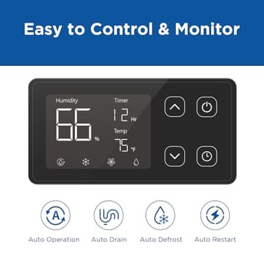 Moiswell 70 Pints Commercial Dehumidifier with Pump Portable Crawl Space Dehumidifier for Basement Energy Star Efficient Certified Compact Dehumidifiers for Home, Auto Defrost, Timer - Image 8