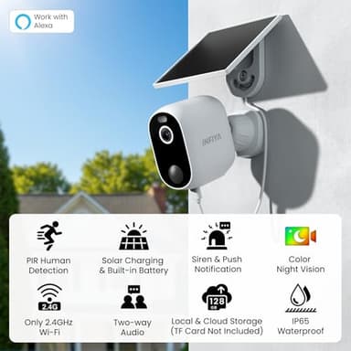 INFIYA Security Cameras Wireless Outdoor-Solar&Battery Powered 2K 2.4G Cameras for Home Security, Instant Alert, AI Human Detection, Color Night Vision, 2-Way Talk, SD Storage, Work with Alexa, Z1 4P - Image 2