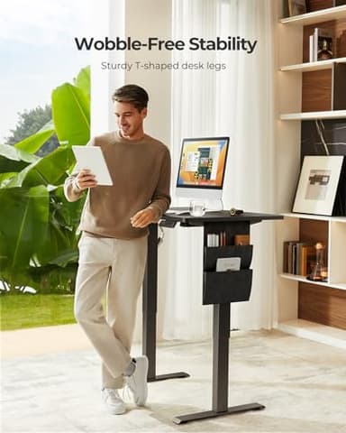 Marsail 48"x24" Electric Standing Desk, Adjustable Height Home Office Desk with Storage Bag, Headphone Hook, and 4 Memory Presets. Ideal Stand-Up Desk for Study, Writing, Work, and Computer Use. - Image 4