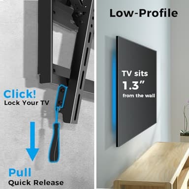 UL Listed Tilting Low Profile TV Wall Mount - Holds Most 26-60 Inch TVs Up to 99 lbs, Quick Release Lock, Max VESA 400x400mm, Fits 8''-16'' Studs - by USX STAR - Image 3
