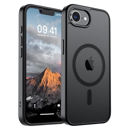 SUPFINE Magnetic for iPhone 16e Case (Compatible with MagSafe)(Military Grade Drop Protection) Slim Translucent Matte Shockproof with Anti-Fingerprint Phone Cover 2025,Black - Image 1
