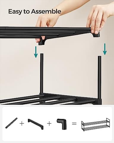 SONGMICS Shoe Rack, 3-Tier Shoe Organizer, Metal Storage Shelf, Upright or Upside Down, for 20-24 Pairs, Stackable, for Entryway, 11.8 x 46.1 x 21.7 Inches, Black ULSA033B01 - Image 8