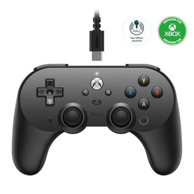 8Bitdo Pro 2 Wired Controller for Xbox, Hall Effect Joysticks and Hall Triggers, 3.5mm Audio Jack, Compatible with Xbox Series X|S, Xbox One, Windows 10/11 - Officially Licensed (Black) - Image 1