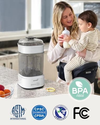 Bottle Sterilizer and Dryer, Compact Electric Steam Baby Bottle Sterilizer (Esterilizador de Biberones), Bottle Sanitizer for Baby Bottles, Pacifiers, Pump Parts Black - Image 7
