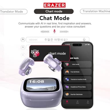 ERAZER XF28 AI Translation Earbuds Real Time Translator Earbuds LCD Touch Screen Open Ear Clip Wireless Bluetooth Translating Headphones Included for 135 Languages Translation Device with APP - Image 3