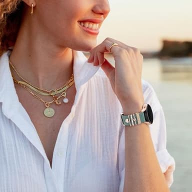 DaQin Flower Engraved Band Compatible with Samsung Galaxy Watch 7 Band/FE 6 5 4 40mm 44mm,Galaxy Active 2, 20mm Watch Band Soft Silicone Replacement Strap with Decorative Charms Accessories Women - Image 6