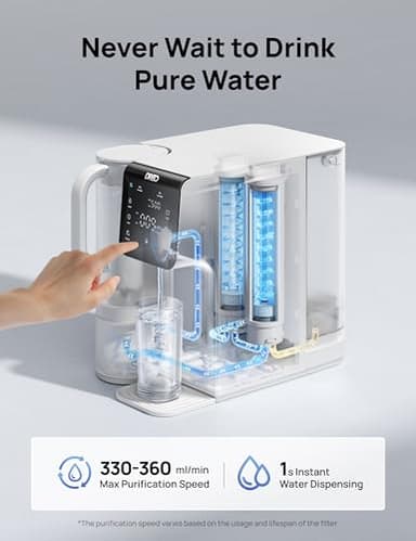 Dreo Reverse Osmosis Water Filter Countertop, 7-Stage RO Water Filtration System, 3:1 Pure to Drain, Portable Water Pitchers for Home Kitchen, No Installation, Reduce TDS, BPA Free - Image 5
