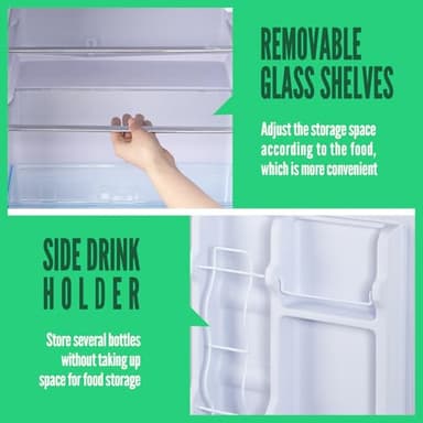 WANAI Mini Fridge with Freezer, 3.5 cubic feet 2- Doors Small Refrigerator Features 7 Gear Mechanical Control, Side Bottle Rack, Ideal for Dorm, Kitchen, Apartment, Office, Silver - Image 6