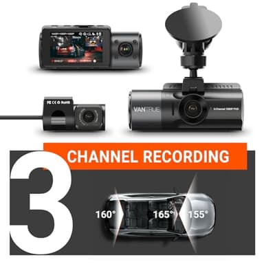 VANTRUE N4 3 Channel Dash Cam, 4K+1080P Dual Channel, 1440P+1440P+1080P Front Inside Rear Three Way Triple Car Dash Camera, IR Night Vision, Capacitor, 24 Hours Parking Mode, Support 256GB Max - Image 5