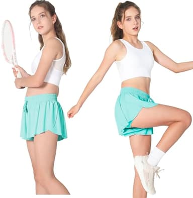 AIOIC Girls Butterfly Shorts Kids Flowy Shorts 2-in-1 Girls Butterfly Skirts with Pocket - Image 2