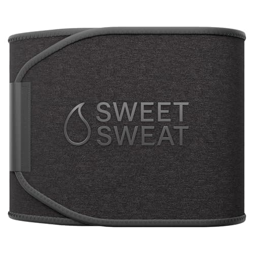 Sports Research Sweet Sweat Waist Trimmer Premium Sweat Enhancing Fitness Belt for Women & Men - 5 Adjustable Sizes - Matte Black (Large)