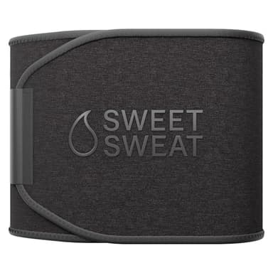 Sports Research Sweet Sweat Waist Trimmer Premium Sweat Enhancing Fitness Belt for Women & Men - 5 Adjustable Sizes - Matte Black (Large)
