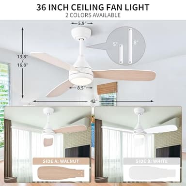 SAMPHON Ceiling Fans with Light and Remote Control, 42'' White Modern Ceiling Fan with Light, Dual-Sided Blades Ceiling Fan with Reversible Motor, 6 Speed for Living Room, Bedroom, Kitchen - Image 3