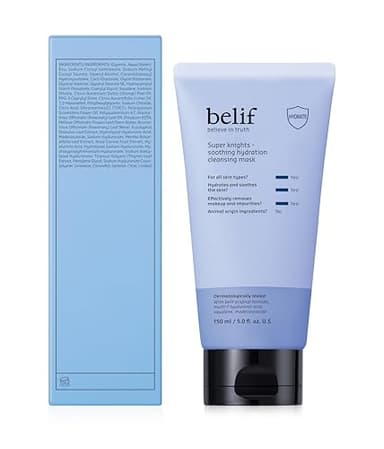 belif Super Knights - Soothing Hydration Cleansing Mask, 3-in-1 Facial Mask & Cleanser with Hyaluronic Acid, Squalane, Madecassoside | For Dry and Sensitive Skin | Korean Skincare (5.0 fl. oz) - Image 9