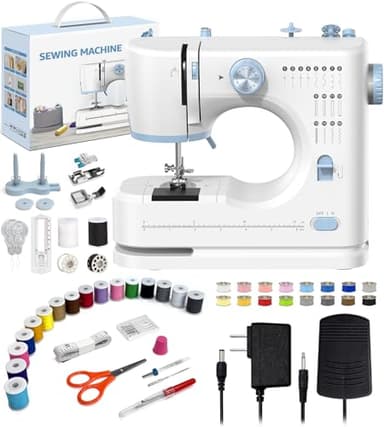SEDNEE Sewing Machine for Beginners with 16 Built-in Stitches, Small Sewing Machine with Accessory Kit, 2-Speed, Foot Pedal & Storage Drawer, Portable Full-Feature Design for Home DIY (Blue) - Image 1
