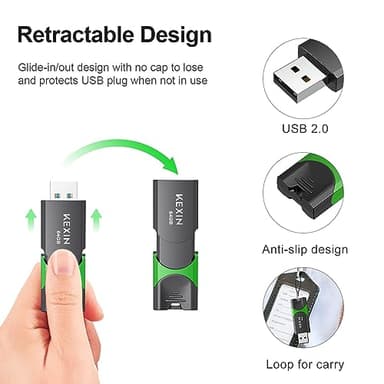 KEXIN Flash Drive 64GB Thumb Drive 5 Pack 64 GB USB Flash Drive USB 2.0 Memory Stick 64G Thumb Drives Jump Drive Data Storage (64GB, 5 Mixed Colors) - Image 3