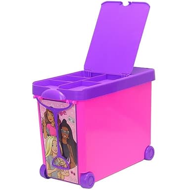 Barbie Store It All! Rolling Storage Bin – Extra-Large Organizer Case with Wheels & Handle for Barbie Dolls, Clothes, Accessories & Playsets – Pink Portable Travel Toy Box - Image 2