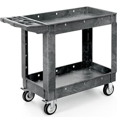 YITAHOME Utility Cart on Wheels, 550 lbs Capacity Service Cart, 40 x 17 Inch Rolling Work Carts, 2 Shelf Heavy Duty Plastic Cart Suitable for Warehouse, Garage, School & Office, Cleaning, Gray - Image 1