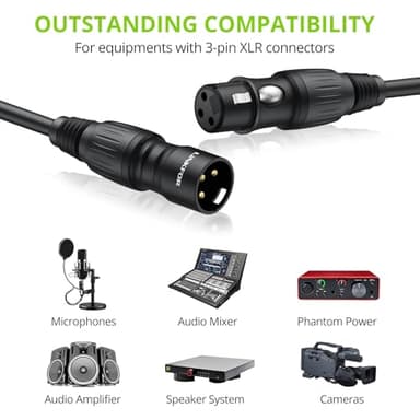 LiNKFOR XLR Cable 6pcs 25FT Cable XLR Cable Set for Microphone Balanced XLR Mic Cable 3-Pin Dual Shielded with 2 Cables and Velcro Cable Ties OFC Shielded Mic Cable - Image 2