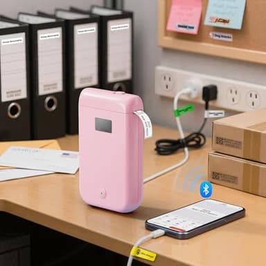 Label Maker Machine with Tape, Label Makers with Multiple Templates, Mini Label Maker Widely Used in Home Office School Organization, Bluetooth Label Printer Easy to Use for Small Labels, Pink - Image 7