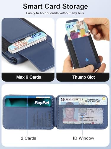 TopMade for Magsafe Wallet, Works with Apple Find My, Strongest Magnetic Wallet for iPhone 17/16/15/14/13/12 Series, Mganetic Card Holder with Adjustable Stand, 9 Cards Holder, Dark Blue - Image 5